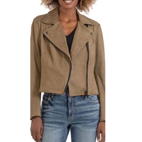 KUT from the Kloth Quilted Panel Faux Suede Moto Jacket NWT Medium - Picture 1 of 12